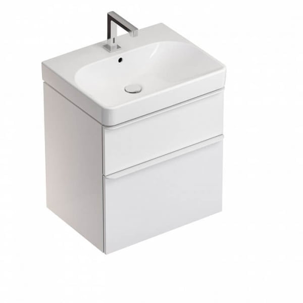 Set mobilier cu 2 sertare Geberit Smyle Square 60cm alb lucios