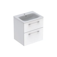 Set mobilier cu 2 sertare Geberit Selnova Square 60cm alb lucios