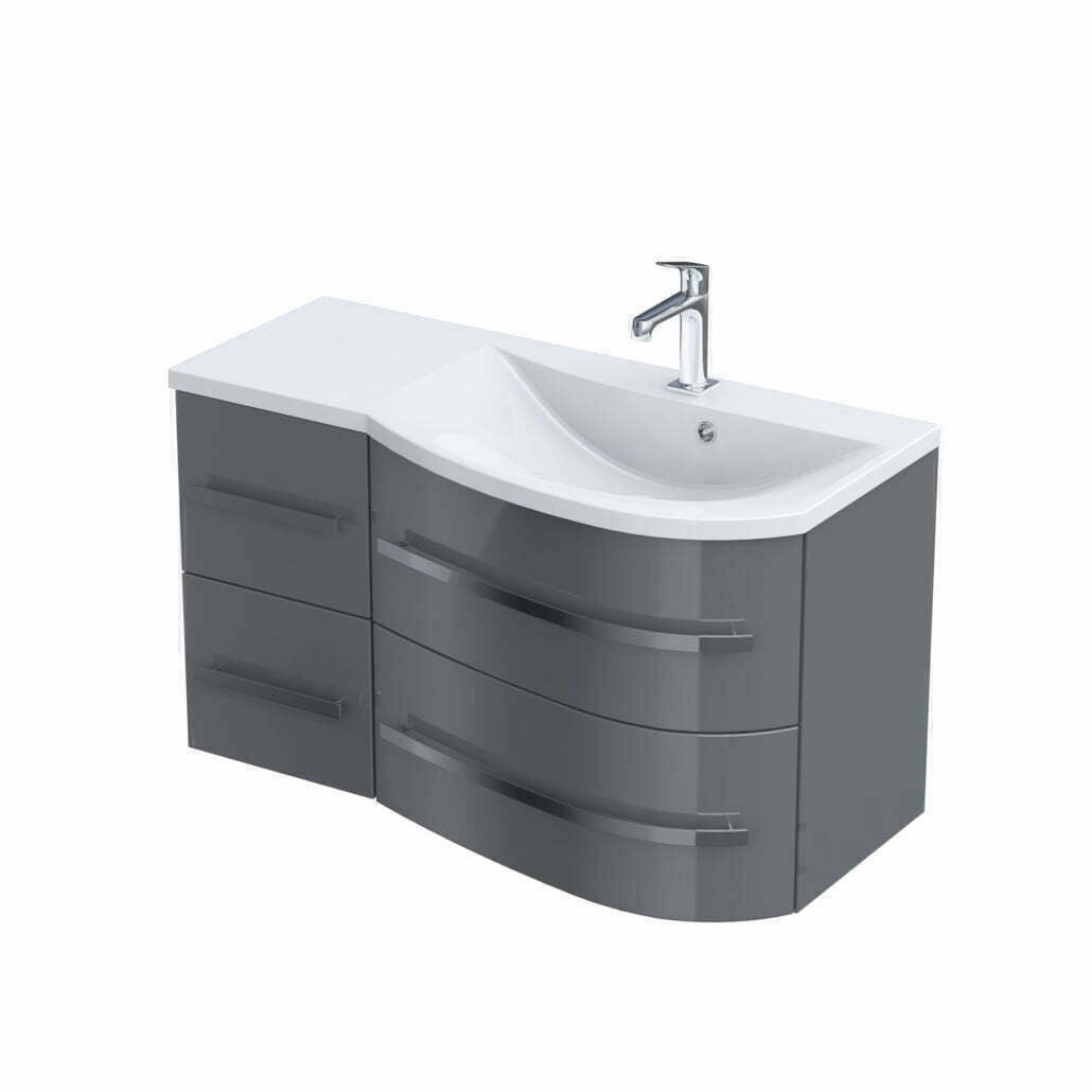 Set mobilier suspendat Oristo Opal 90cm dreapta gri lucios
