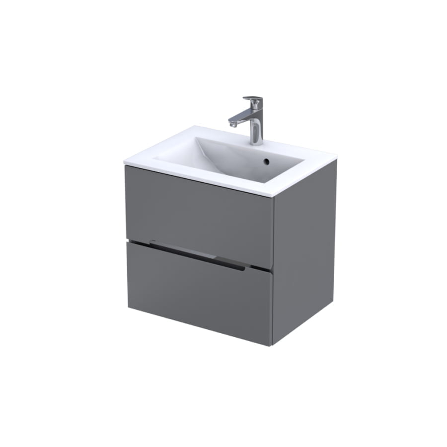 Set mobilier suspendat Oristo Silver 60cm 2 sertare gri mat