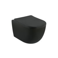 Set vas WC suspendat Fluminia Minerva  cu capac quick release si soft close  negru