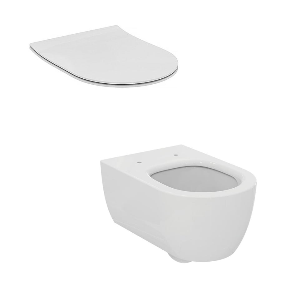 Set vas wc suspendat Ideal Standard Blend Curve AquaBlade cu capac soft close slim