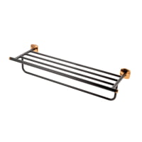 Suport prosop cu polita FDesign Merida 57cm negru-roz auriu