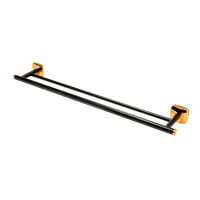 Suport prosop dublu FDesign Merida 66cm negru-roz auriu