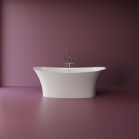 Cada freestanding cu preaplin Cast Marble Syros 170x79cm alba