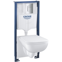 Set rezervor incastrat Grohe  Solido cu vas WC Stard Edge Rimless si clapeta Even crom lucios