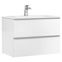 Set mobilier suspendat cu 2 sertare Gala Shona cu lavoar 80cm  alb mat