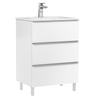 Set mobilier stativ cu 3 sertare Gala Shona cu lavoar 60cm  alb mat