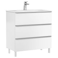 Set mobilier stativ cu 3 sertare Gala Shona cu lavoar 80cm  alb mat