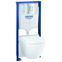 Set rezervor incastrat Grohe Rapid SL cu vas WC Euro Ceramic Rimless si clapeta Arena Cosmo crom lucios