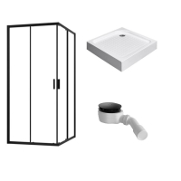 Set cabina dus patrata complet echipata Radaway Alienta C 90x90cm  negru mat