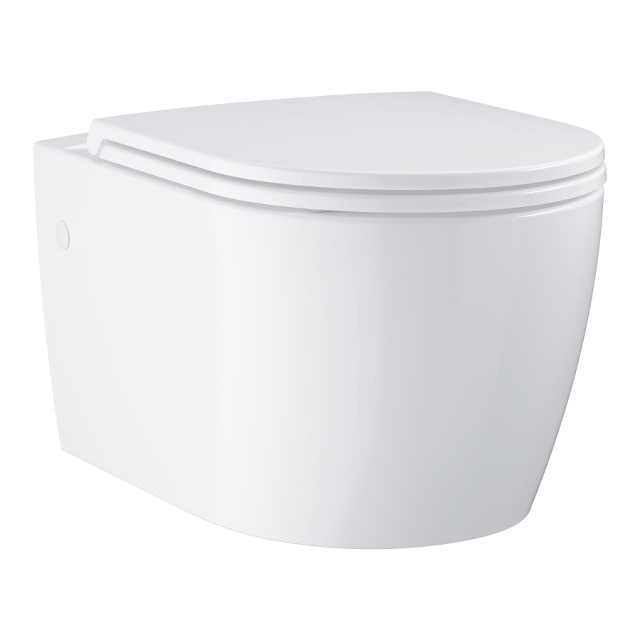 Set vas WC suspendat Grohe Bau Ceramic Rimless cu capac soft close alb, prindere ascunsa