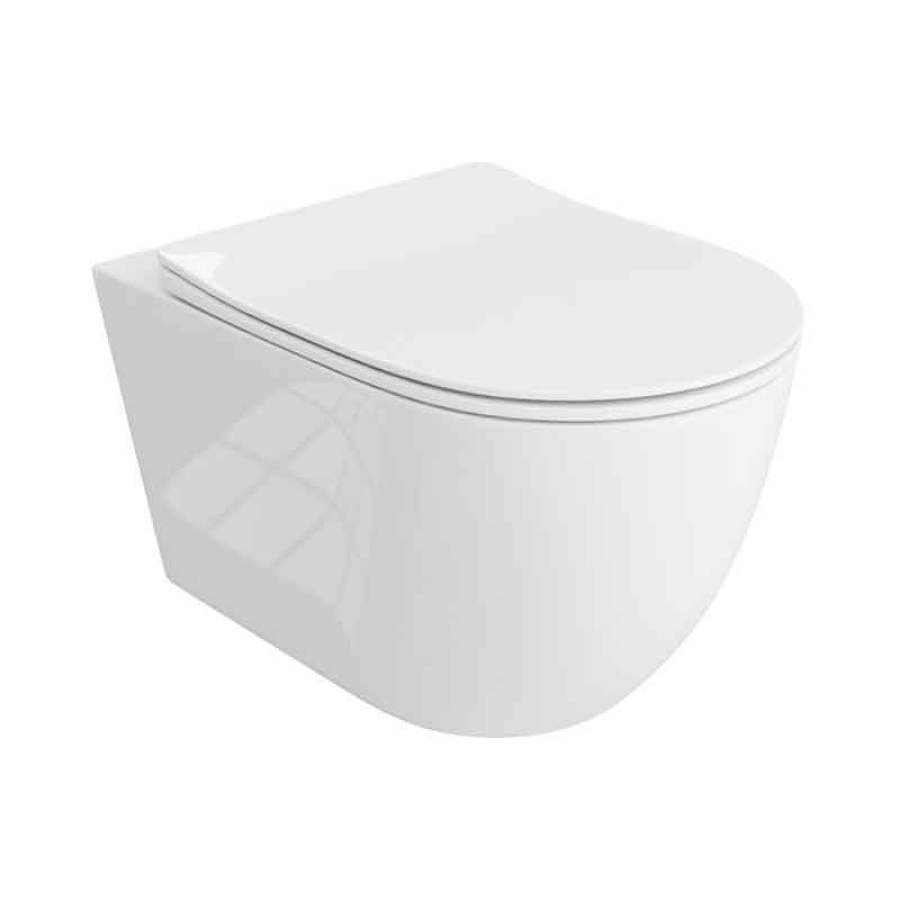 Set vas WC suspendat Spectrum Sierra Rimless, cu capac soft close, alb lucios