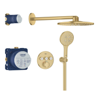 Sistem dus incastrat Grohe Grohtherm SmartControl SmartActive 310 Round, Brushed Cool Sunrise, auriu periat mat
