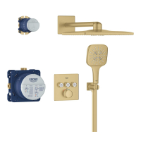 Sistem dus incastrat Grohe Grohtherm SmartControl SmartActive 310 Cube, Brushed Cool Sunrise, auriu periat mat