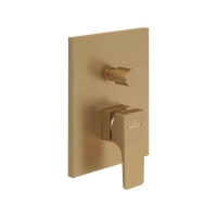 Baterie cada dus Villeroy&Boch Architectura Square, montaj incastrat, auriu periat mat