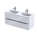 Set mobilier suspendat Oristo Silver 120cm 2 sertare alb lucios