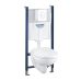Set rezervor incastrat Grohe Solido cu vas WC si clapeta Skate Air alb lucios